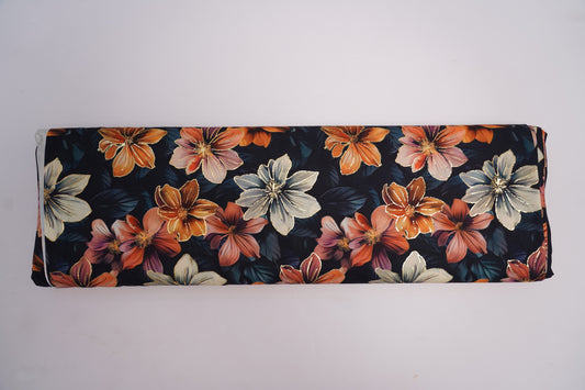 BSY SILK FABRIC WITH FOIL - Dark Blue base