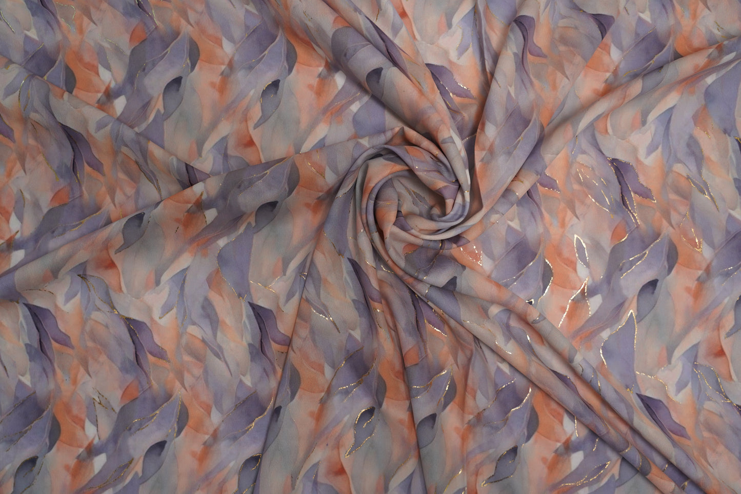 BSY SILK FABRIC WITH FOIL - Soft Lavender & Lilac tones