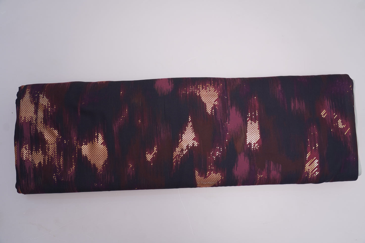 BSY SILK FABRIC WITH FOIL - Deep Wine & Plum base