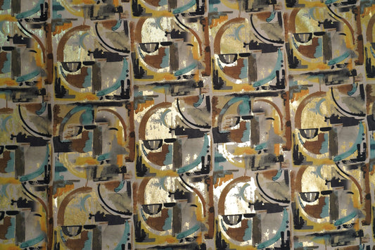 BSY SILK FABRIC WITH FOIL - lite Beige & Taupe base tones