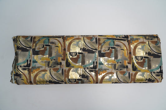 BSY SILK FABRIC WITH FOIL - lite Beige & Taupe base tones