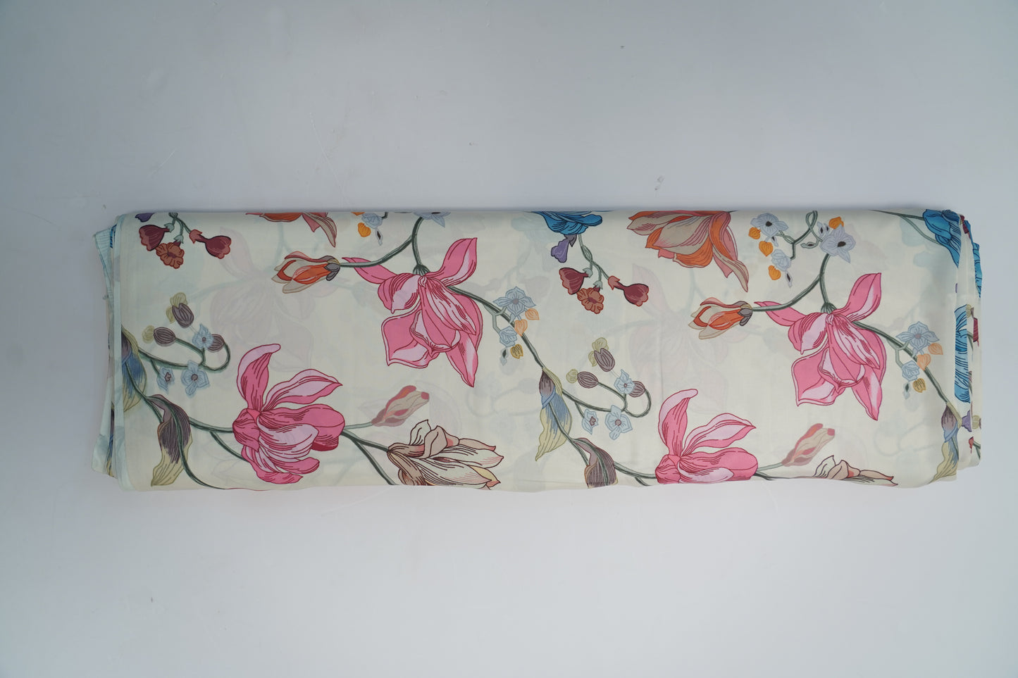 HEAVY SATIN GEORGETTE - Cream/Ivory base