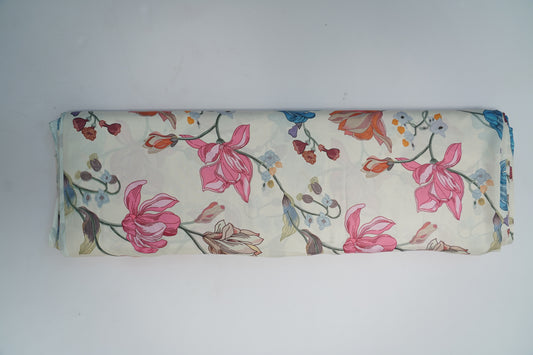 HEAVY SATIN GEORGETTE - Cream/Ivory base