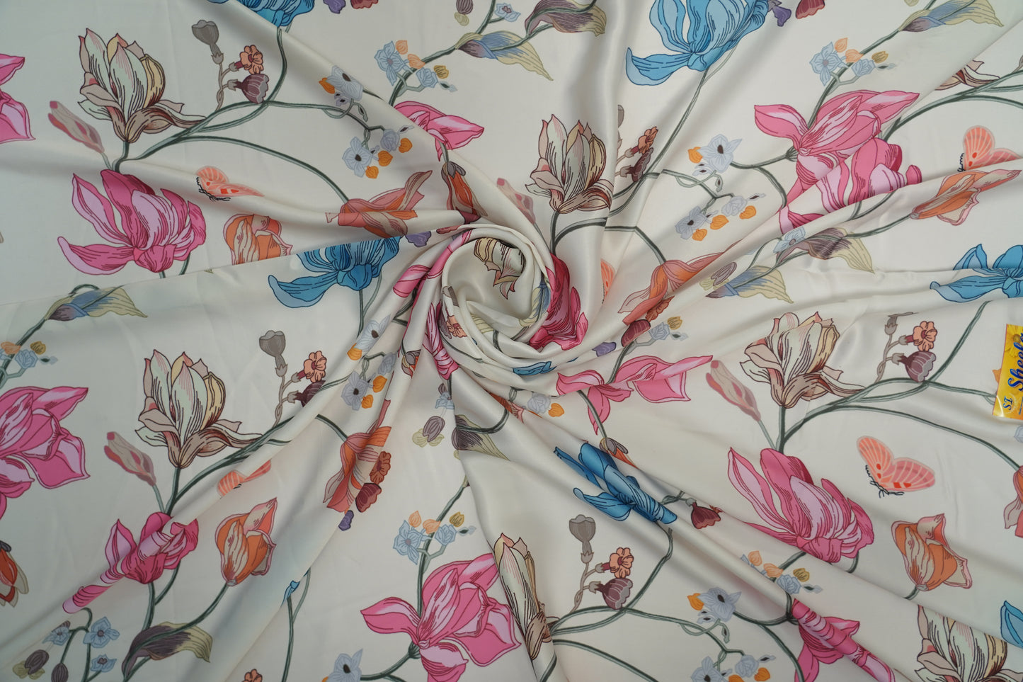 HEAVY SATIN GEORGETTE - Cream/Ivory base