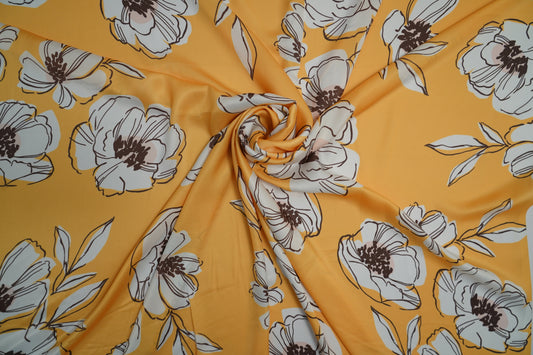 HEAVY SATIN GEORGETTE - Bright Yellow base