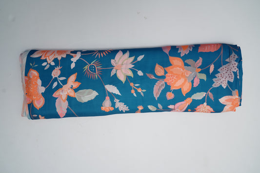 HEAVY SATIN GEORGETTE - Teal Blue base