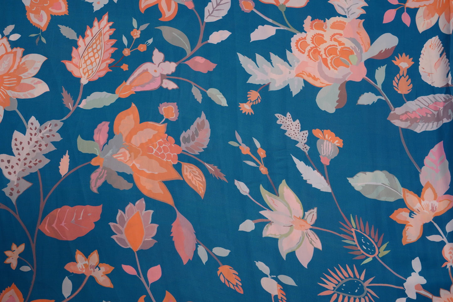 HEAVY SATIN GEORGETTE - Teal Blue base