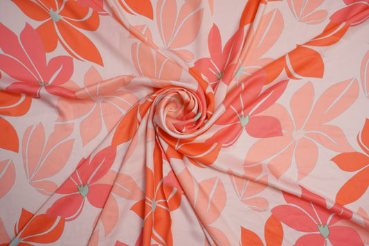 HEAVY SATIN GEORGETTE - Soft Peach-Pink base