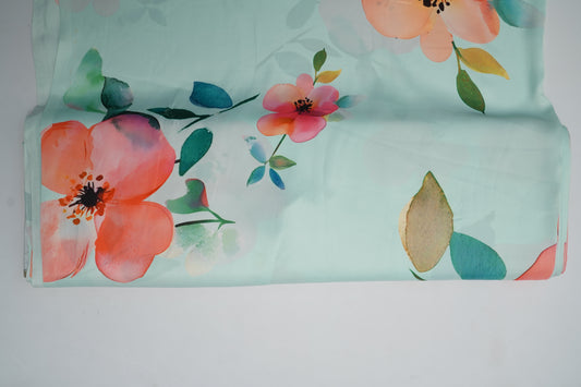 HEAVY SATIN GEORGETTE - Mint Aqua base