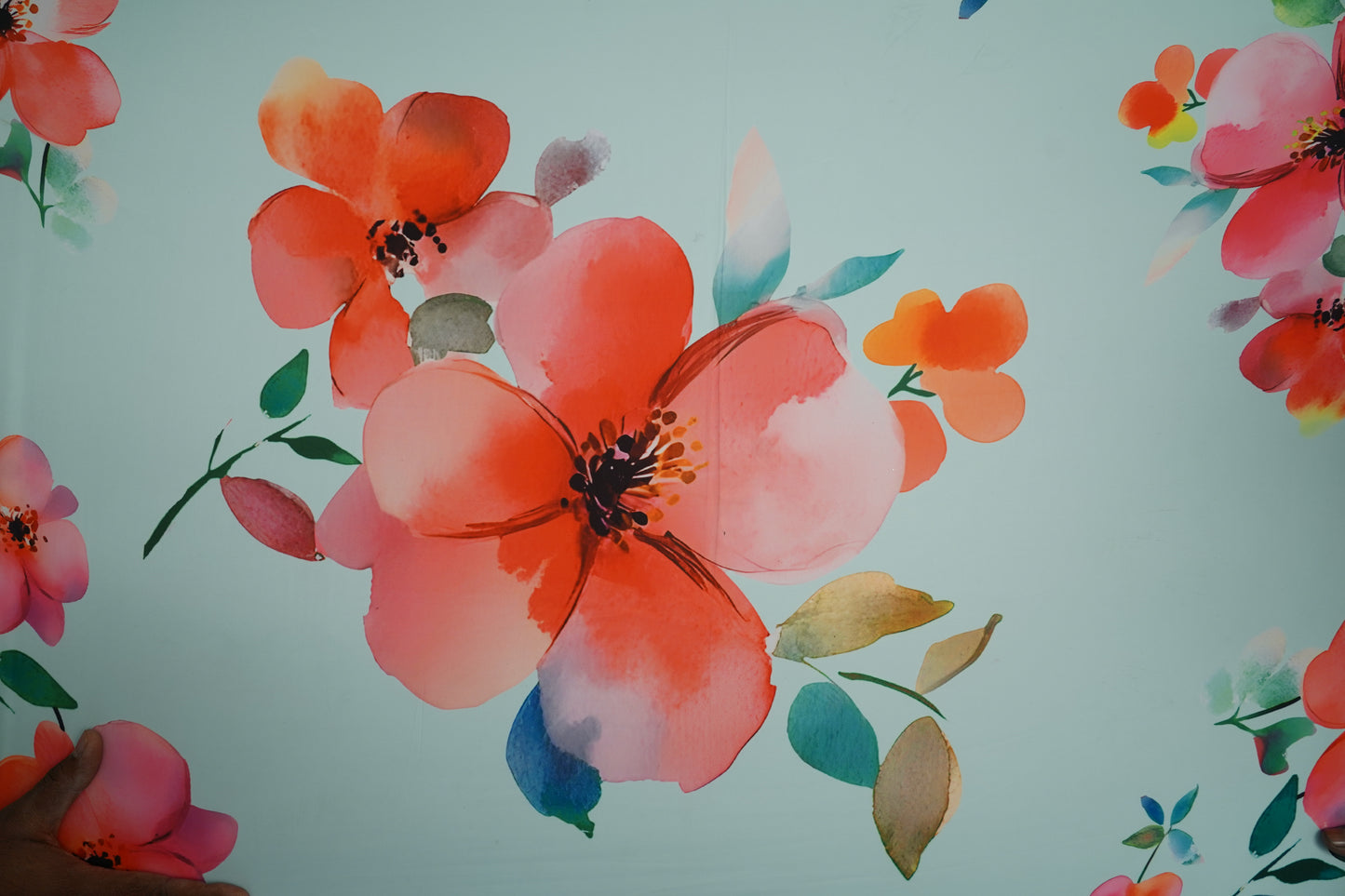 HEAVY SATIN GEORGETTE - Mint Aqua base