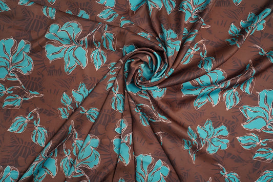 HEAVY SATIN GEORGETTE - Rich Chocolate Brown base