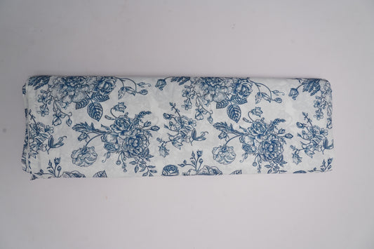 FIONA DIGITAL - White Base with Indigo Blue Floral Print