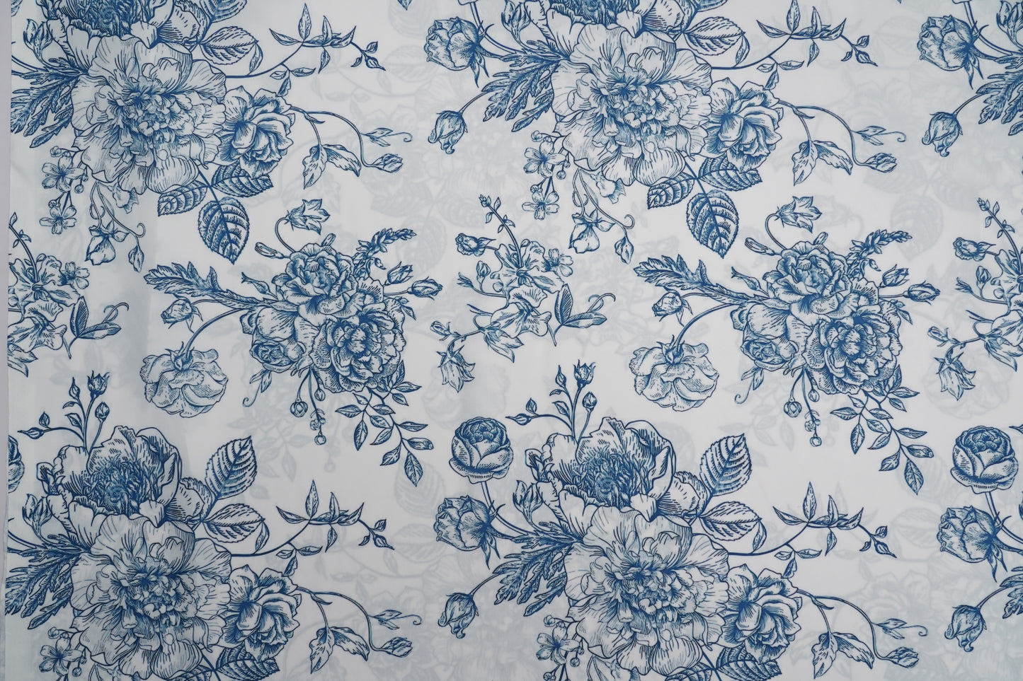FIONA DIGITAL - White Base with Indigo Blue Floral Print