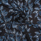 FIONA DIGITAL - Black base with denim-blue floral print.