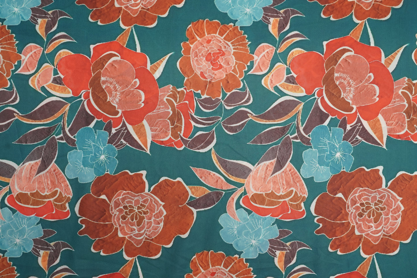 FIONA DIGITAL - Teal green base with bright rust orange