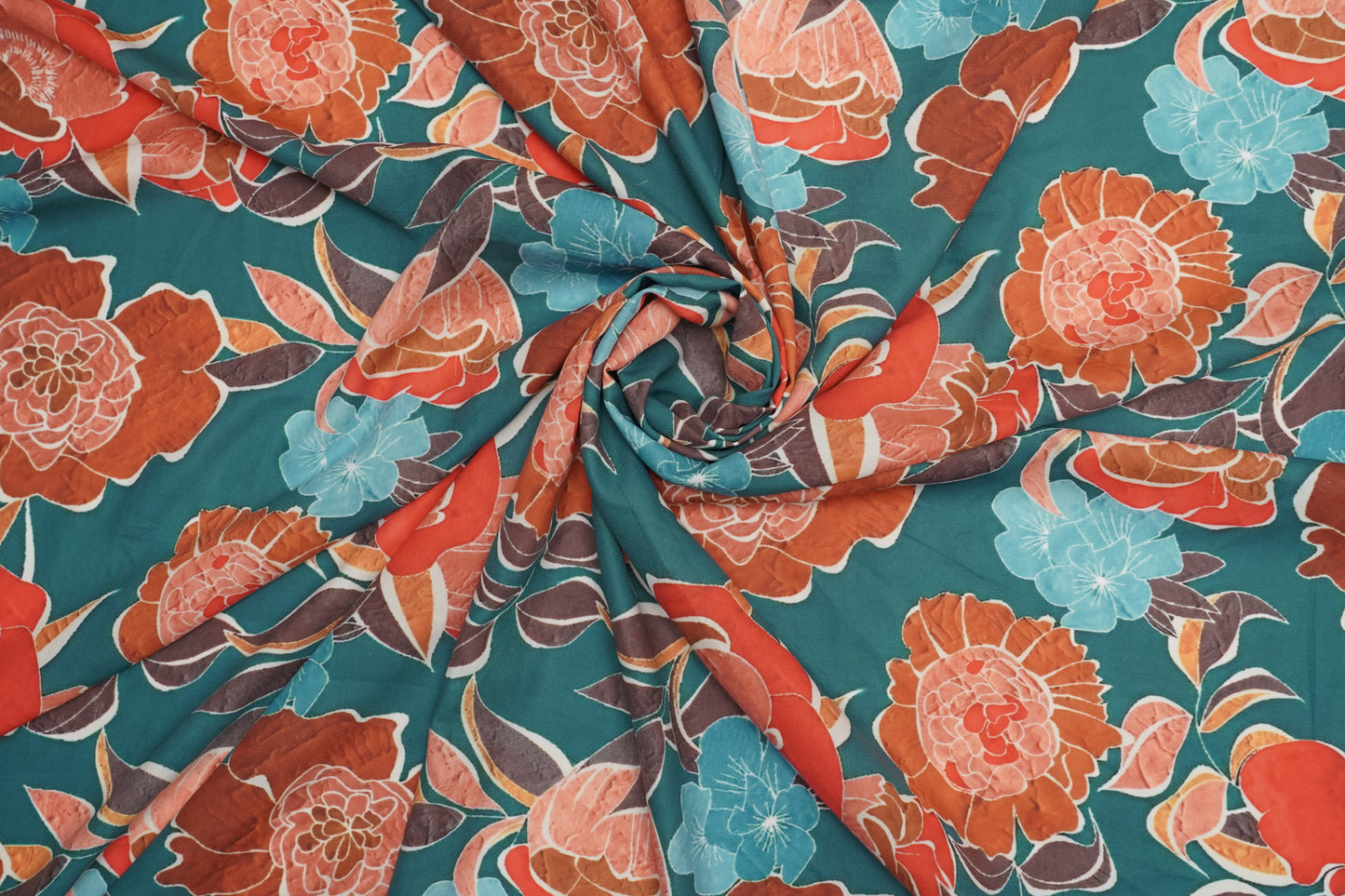 FIONA DIGITAL - Teal green base with bright rust orange