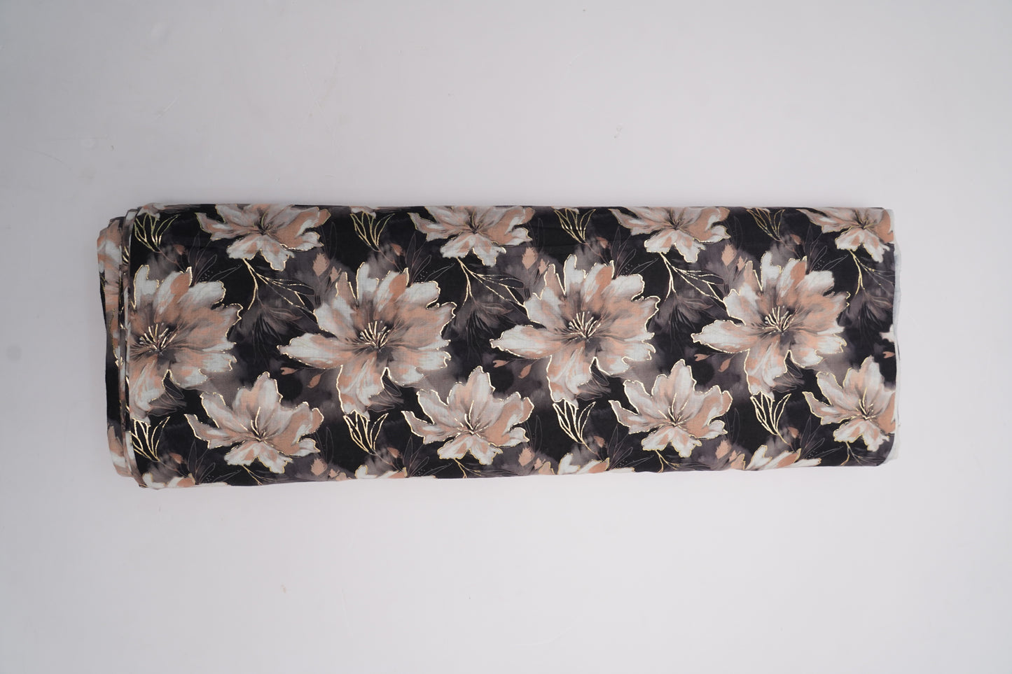 COTTON CAMBRIC WITH FOIL - Gold Beige & Black