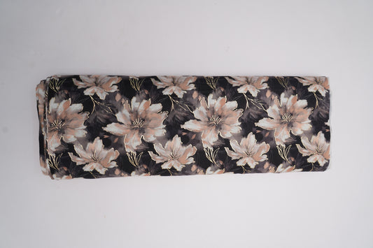 COTTON CAMBRIC WITH FOIL - Gold Beige & Black