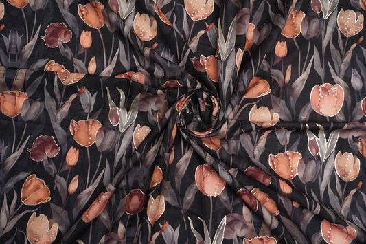 COTTON CAMBRIC WITH FOIL - Black base