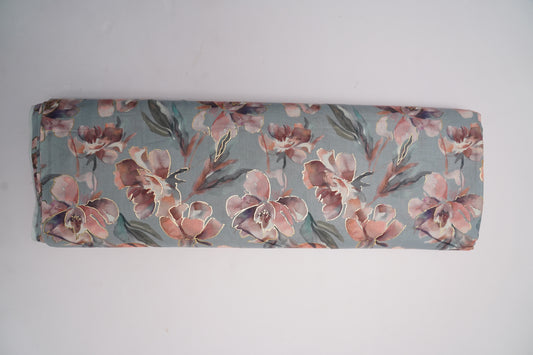 COTTON CAMBRIC WITH FOIL - Soft grey base