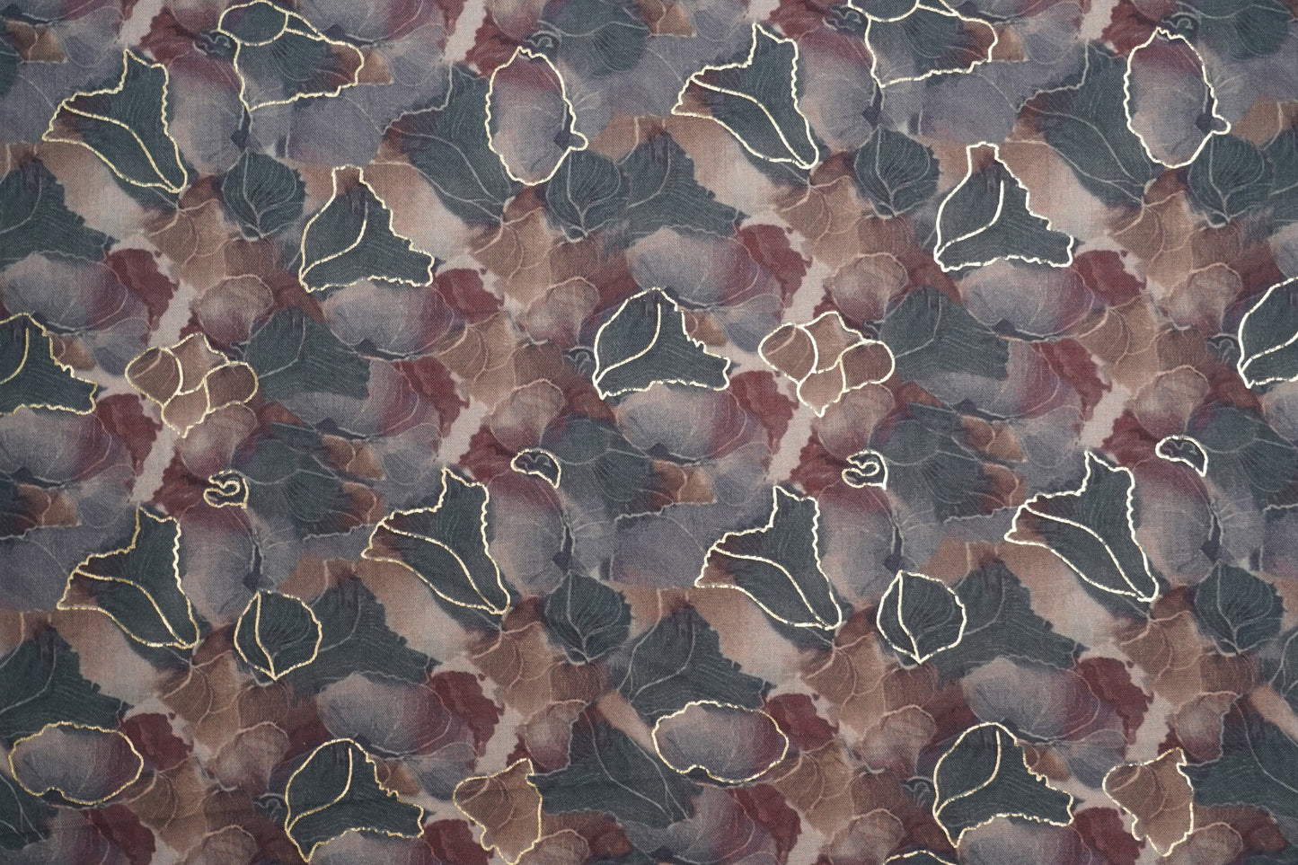 COTTON CAMBRIC WITH FOIL - Deep Teal Green,Dusty Maroon