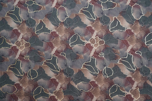 COTTON CAMBRIC WITH FOIL - Deep Teal Green,Dusty Maroon