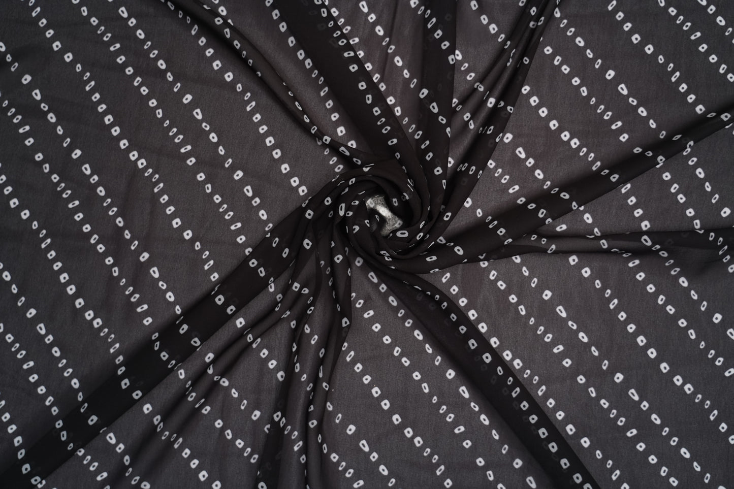 DIGITAL GEORGETTE - Jet Black with Soft White Dots