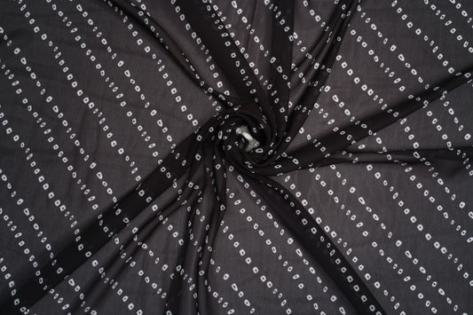 DIGITAL GEORGETTE - Jet Black with Soft White Dots