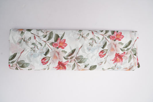 DIGITAL GEORGETTE - Soft white base with romantic blush pink