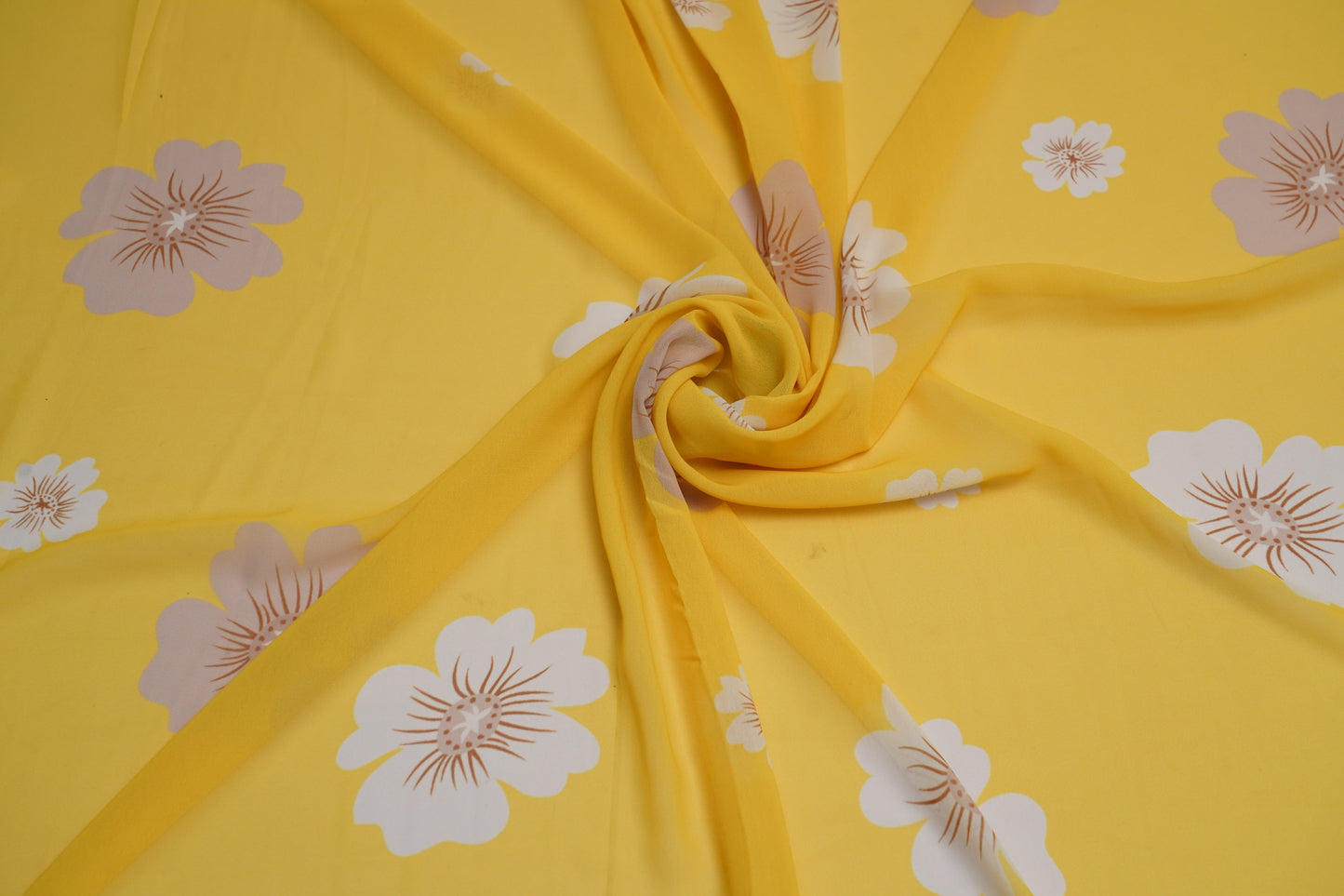DIGITAL GEORGETTE - Lemon yellow base
