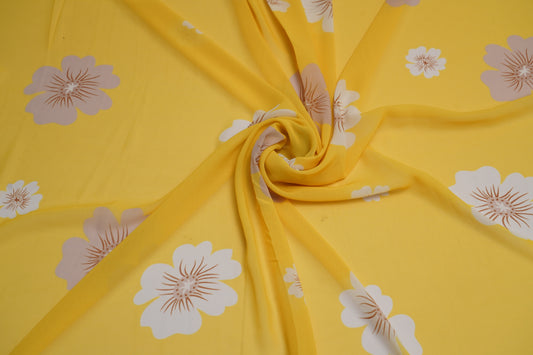 DIGITAL GEORGETTE - Lemon yellow base