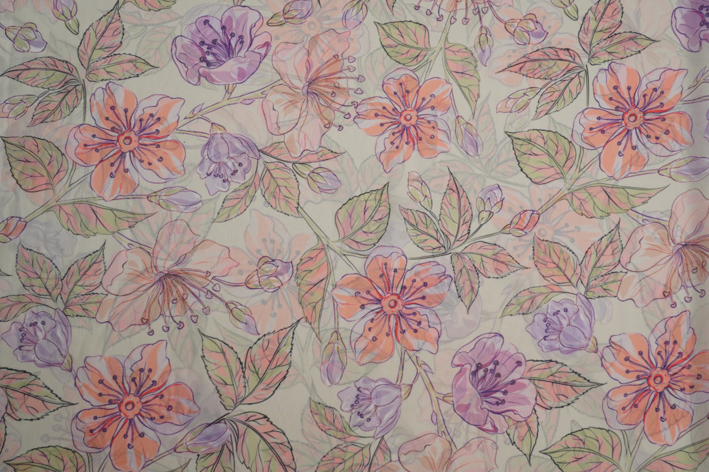 DIGITAL GEORGETTE - Cream base