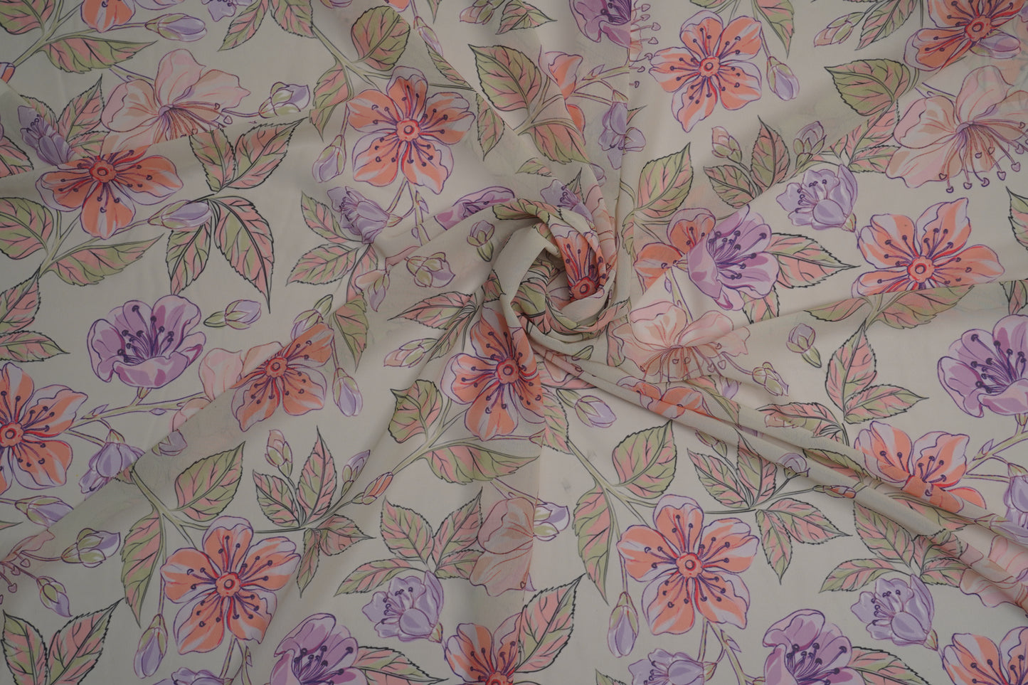 DIGITAL GEORGETTE - Cream base