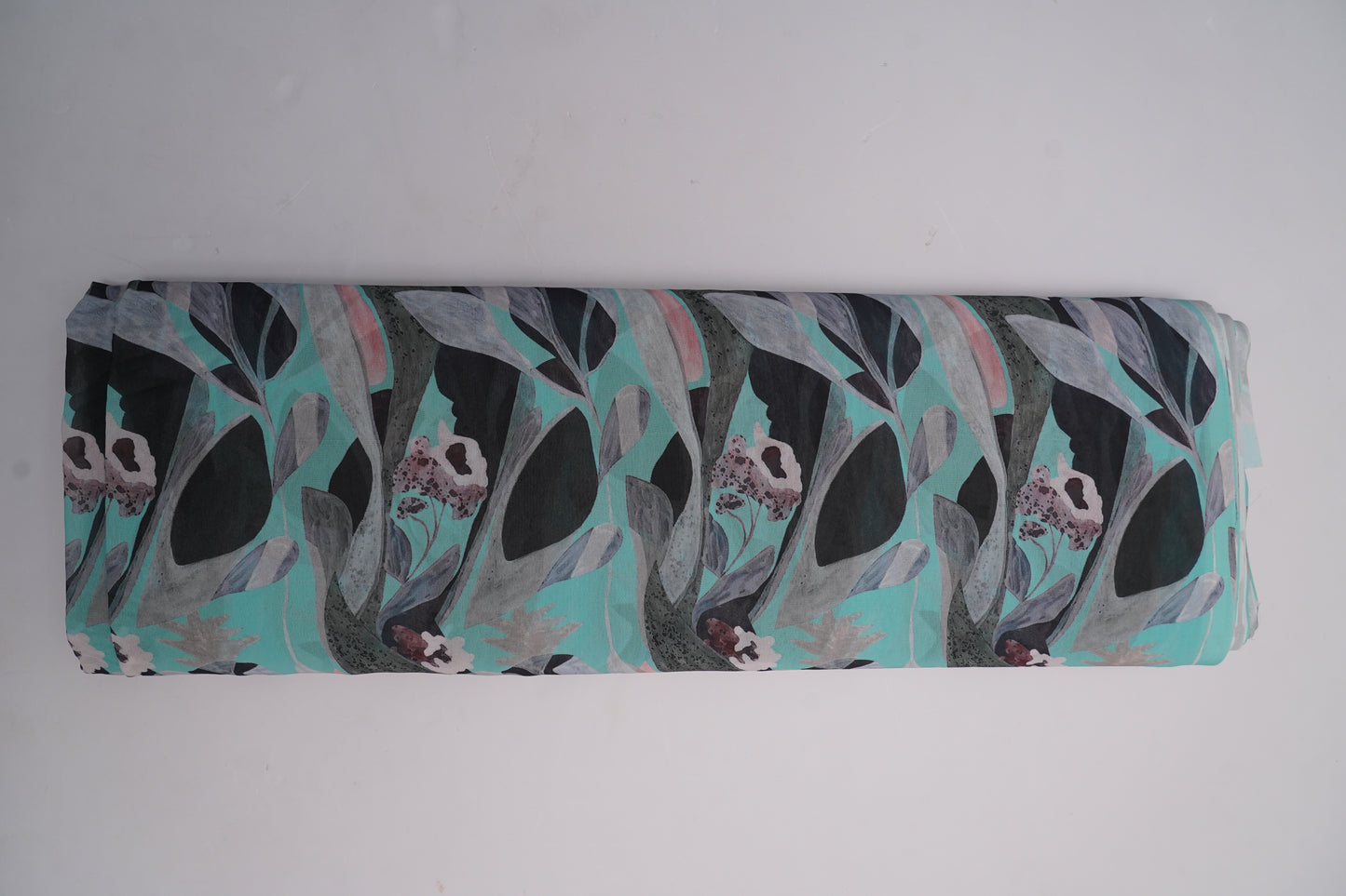 DIGITAL GEORGETTE - Sea-green base with deep teal