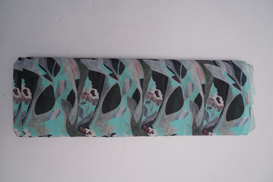 DIGITAL GEORGETTE - Sea-green base with deep teal