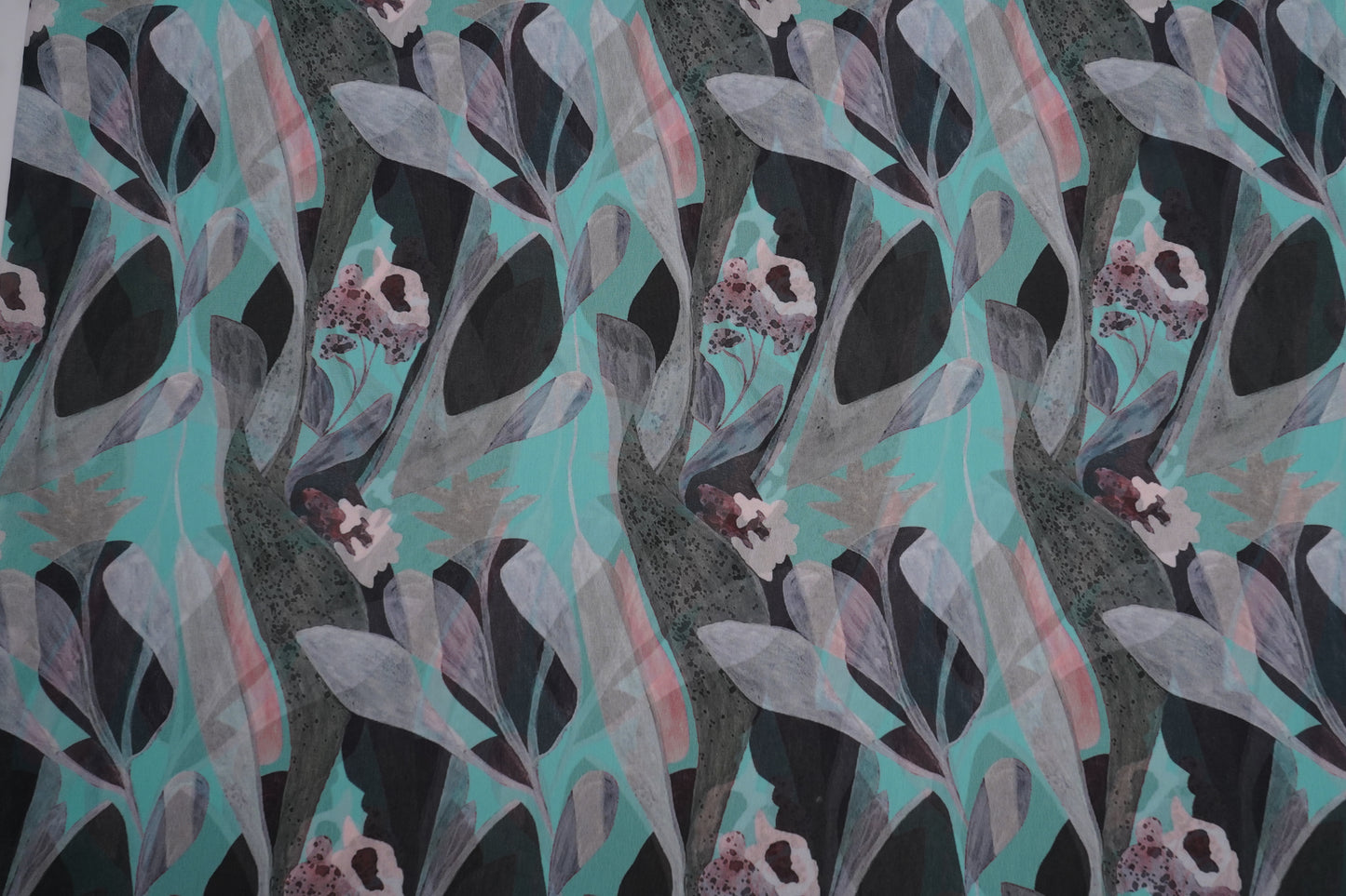 DIGITAL GEORGETTE - Sea-green base with deep teal