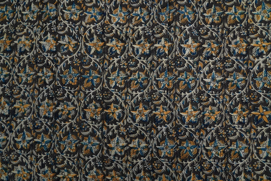 KALAMKARI SILK - Deep charcoal base