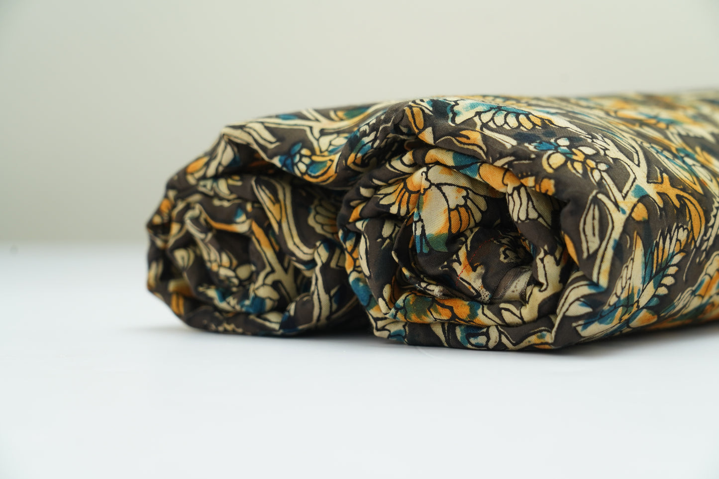 KALAMKARI SILK - Deep charcoal base