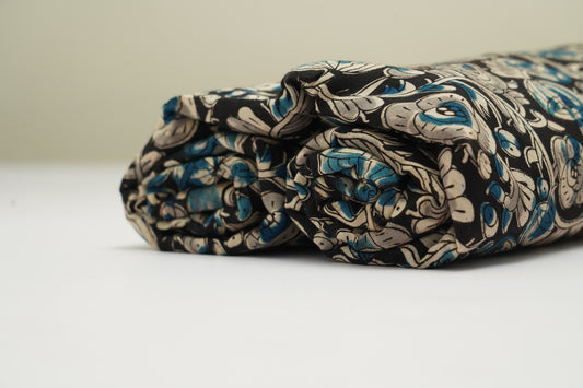 KALAMKARI SILK - Jet black base