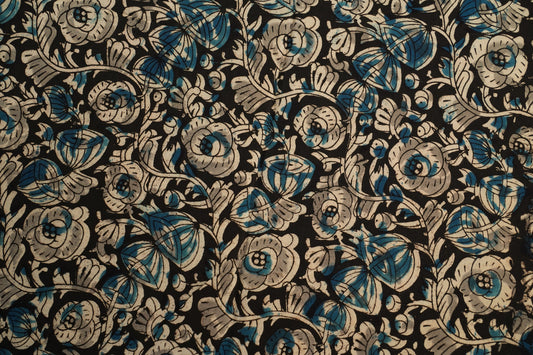 KALAMKARI SILK - Jet black base
