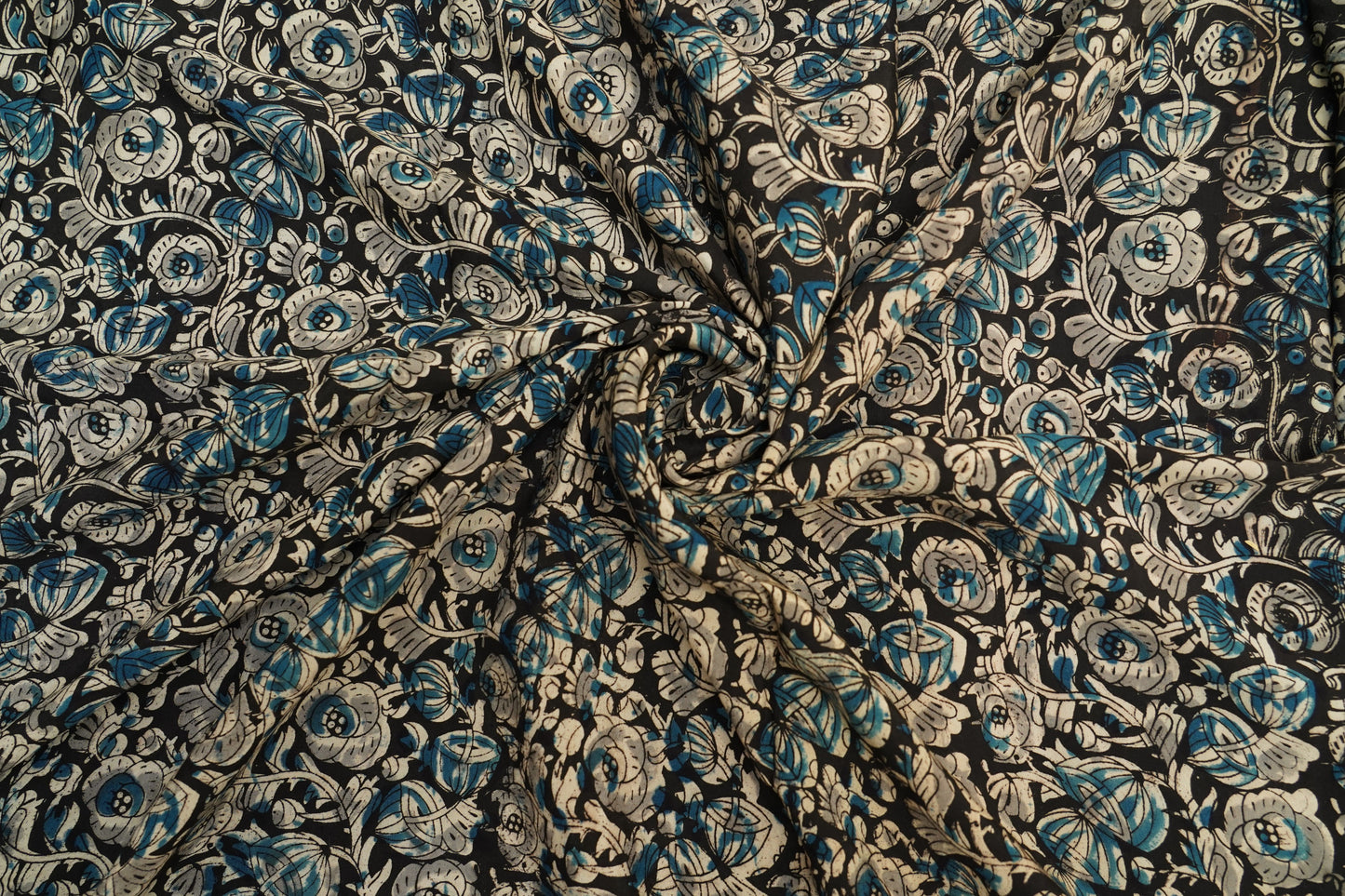 KALAMKARI SILK - Jet black base
