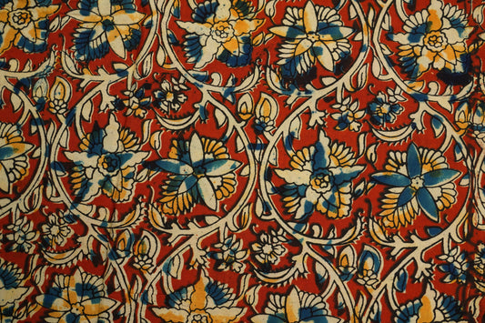 KALAMKARI SILK - RUST RED BASE