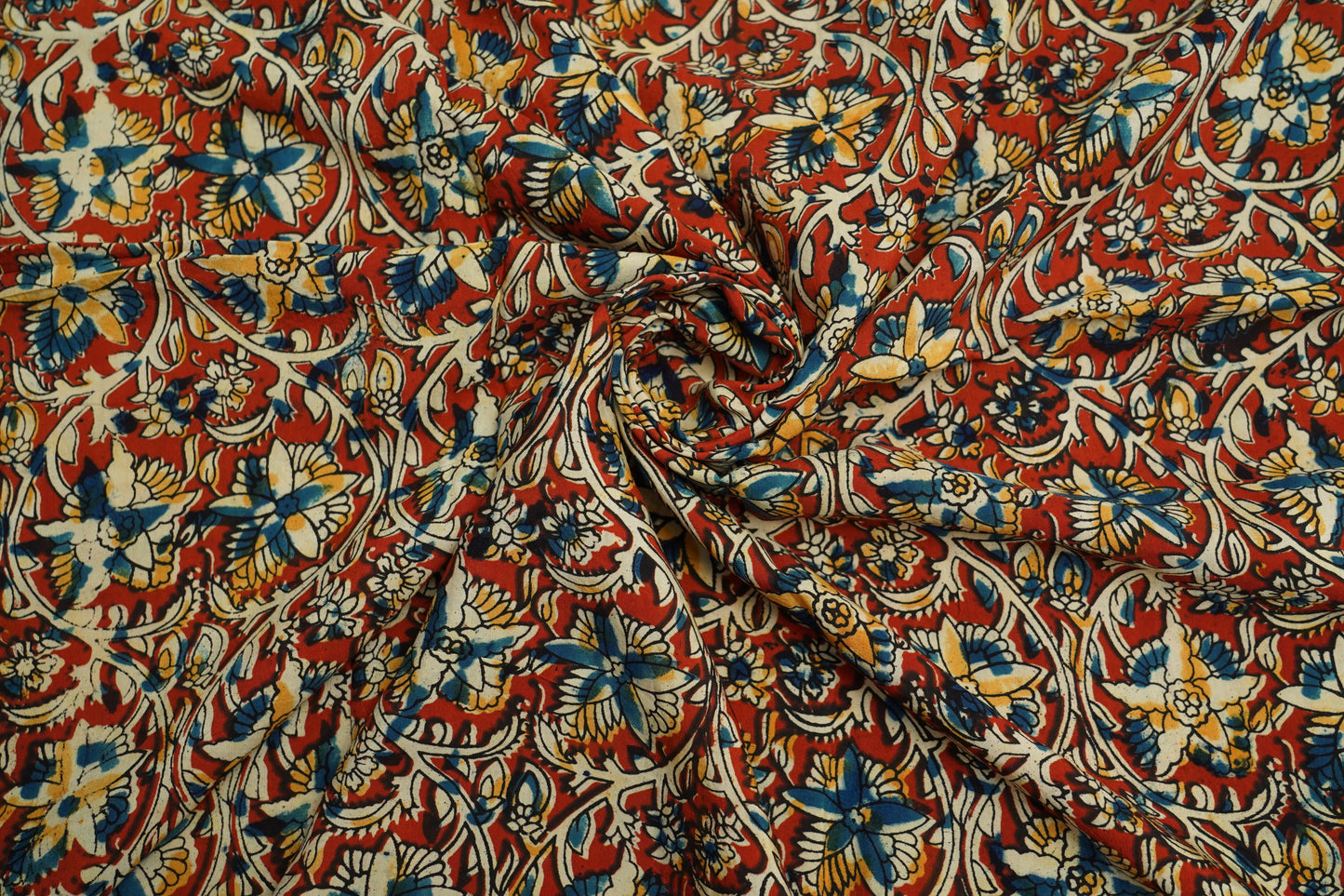 KALAMKARI SILK - RUST RED BASE