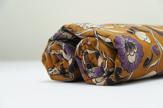 KALAMKARI COTTON - Mustard ochre base