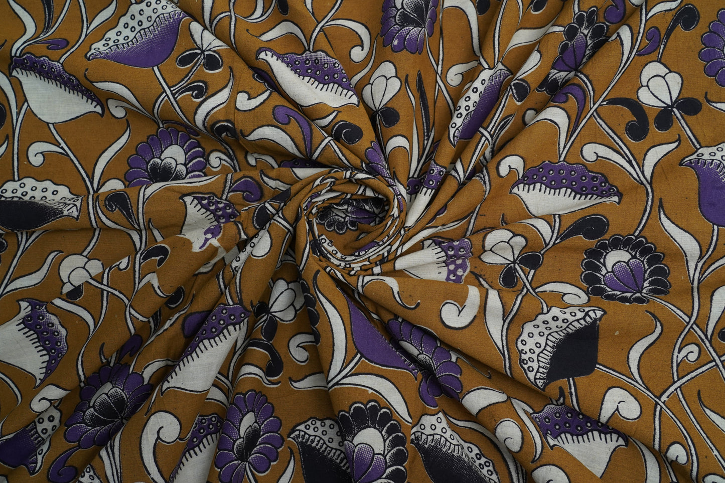 KALAMKARI COTTON - Mustard ochre base