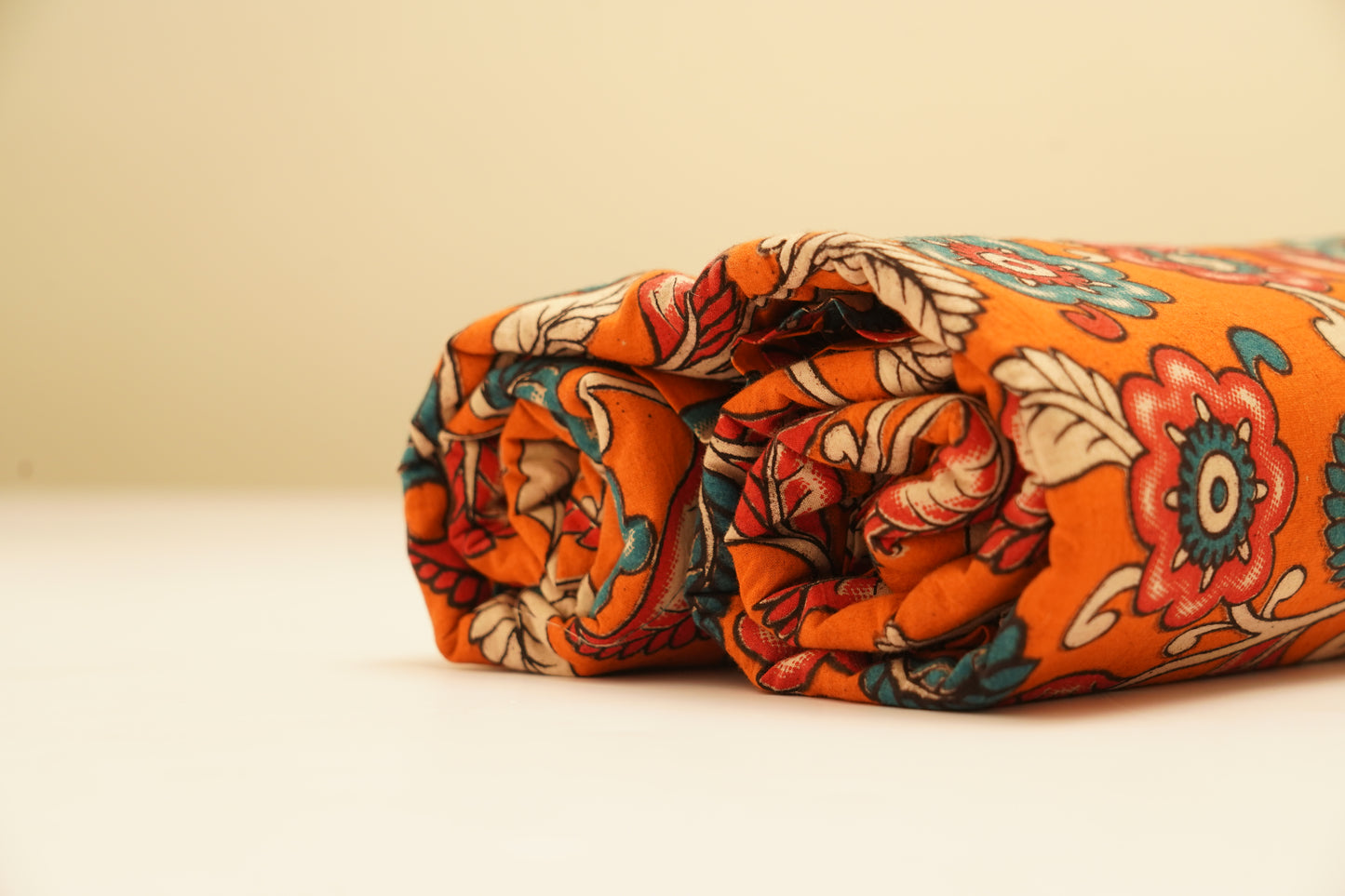 KALAMKARI COTTON - Bright orange base