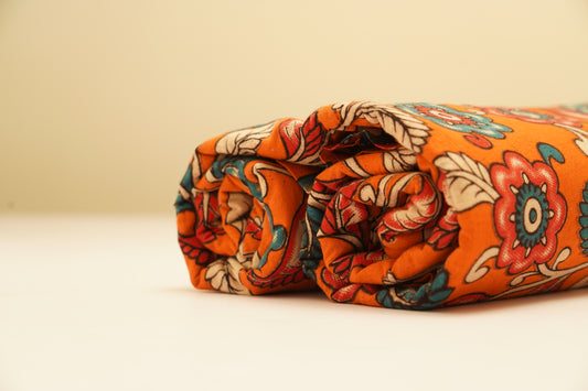 KALAMKARI COTTON - Bright orange base