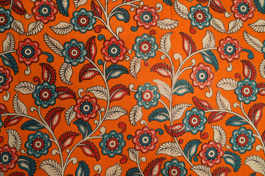 KALAMKARI COTTON - Bright orange base