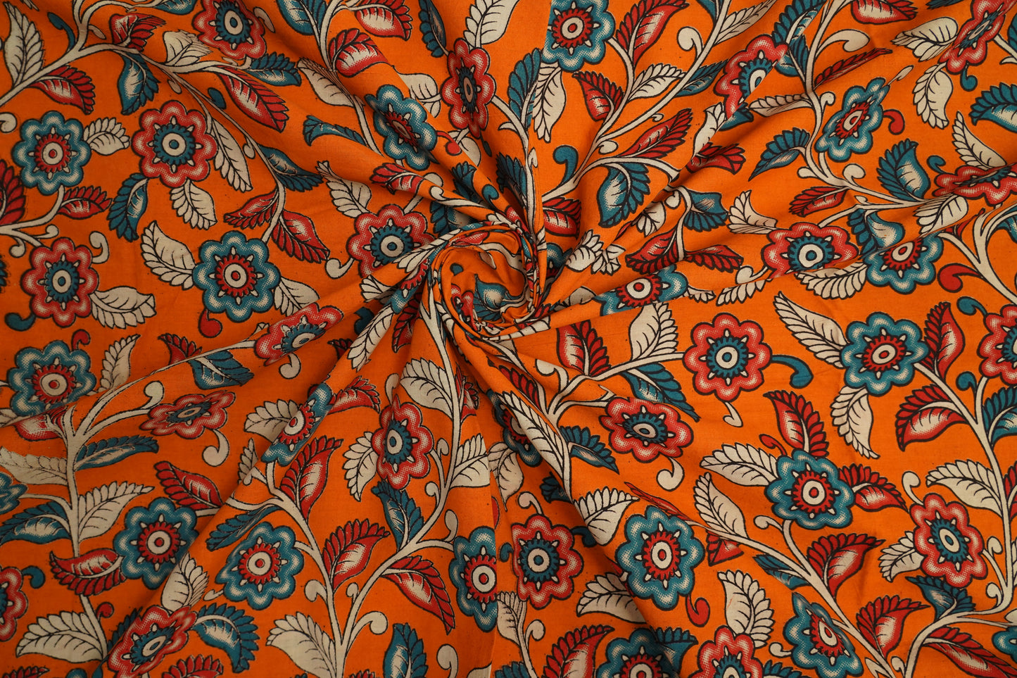 KALAMKARI COTTON - Bright orange base