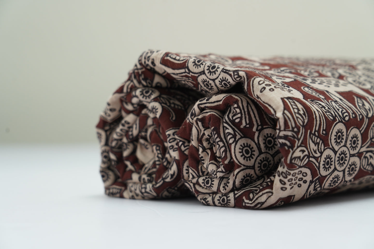 KALAMKARI COTTON - Chocolate brown base